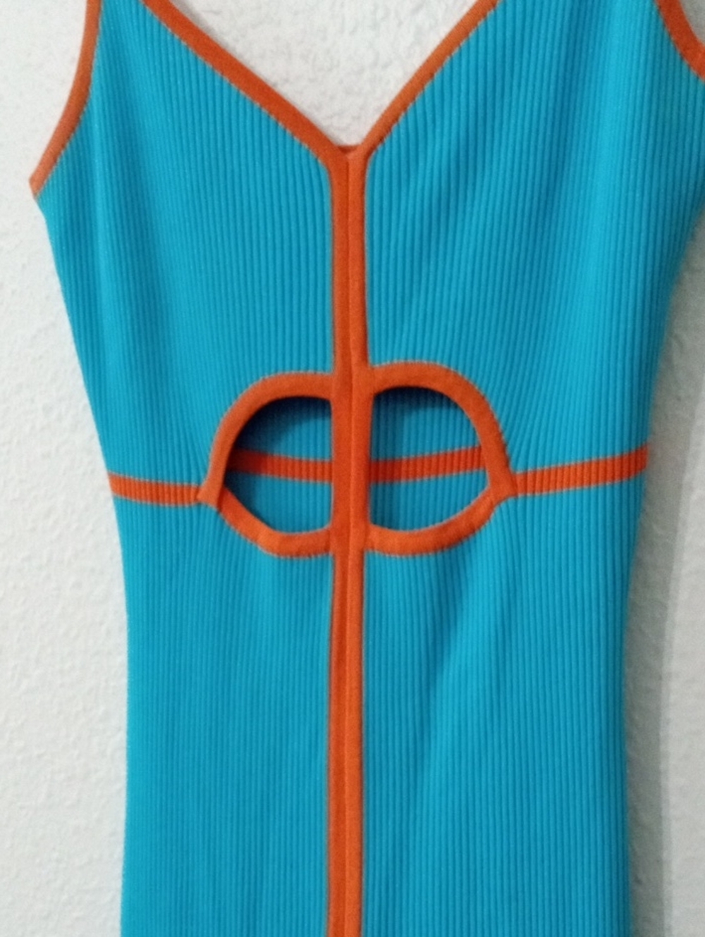 Siempre X Anthropologie Turquoise and Orange Contrast-Trim Slip Dress - Picture 4 of 7